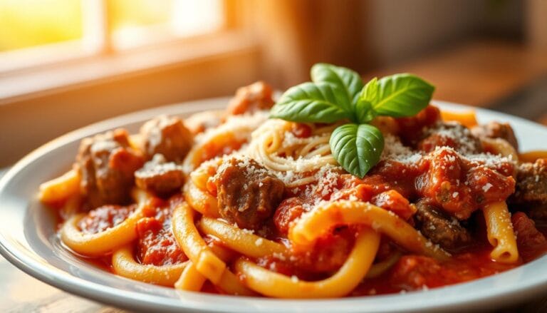 Parmesan Rindfleisch mit Rigatoni