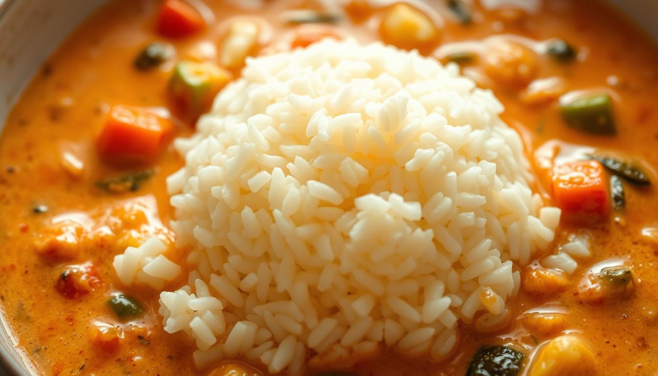 Reis mit Gemüse-Frischkäse-Sauce