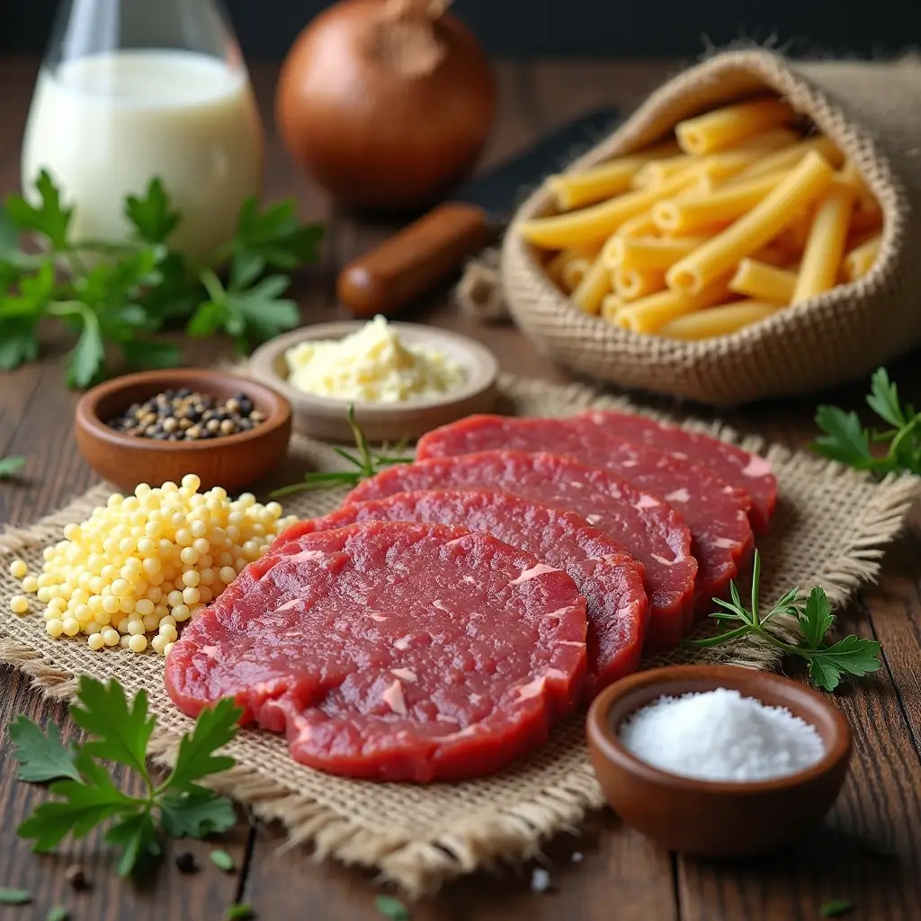 parmesan rindfleisch mit rigatoni