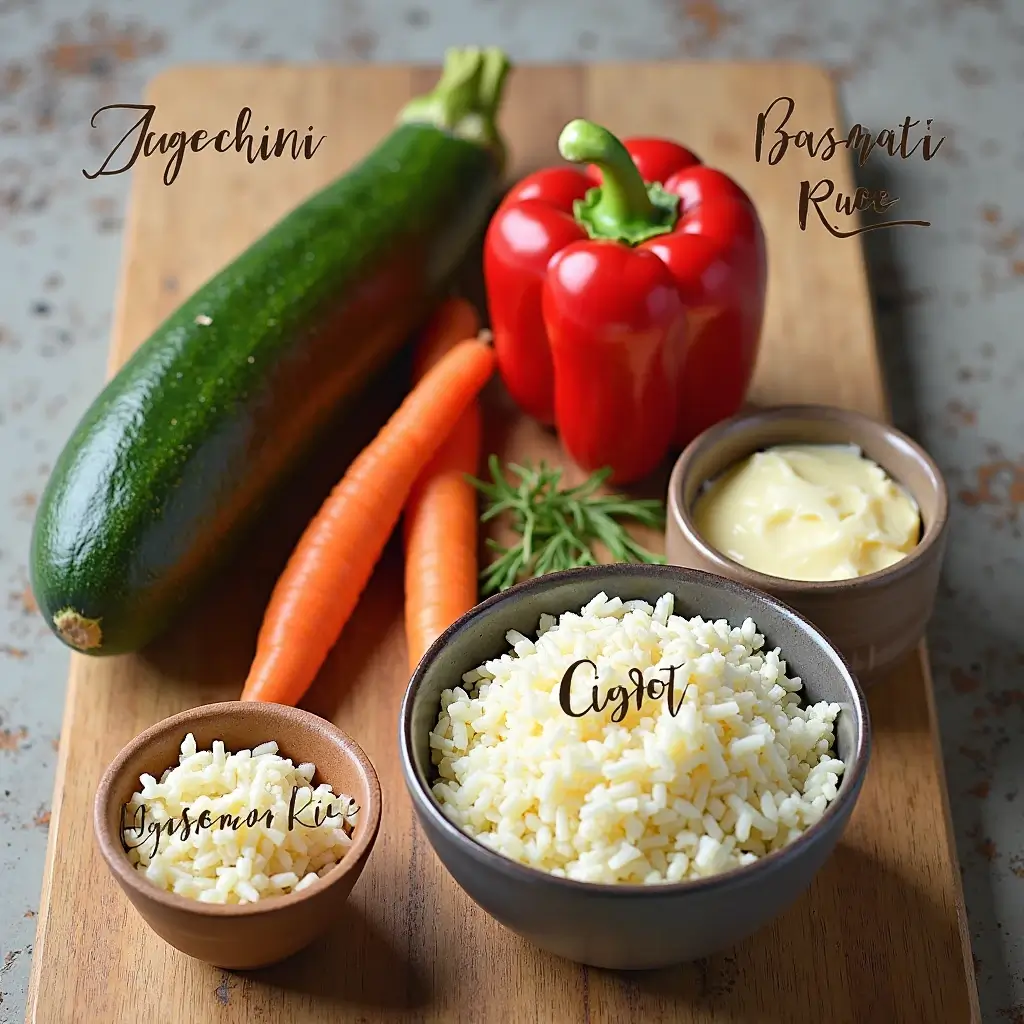 reis mit gemüse-frischkäse-sauce