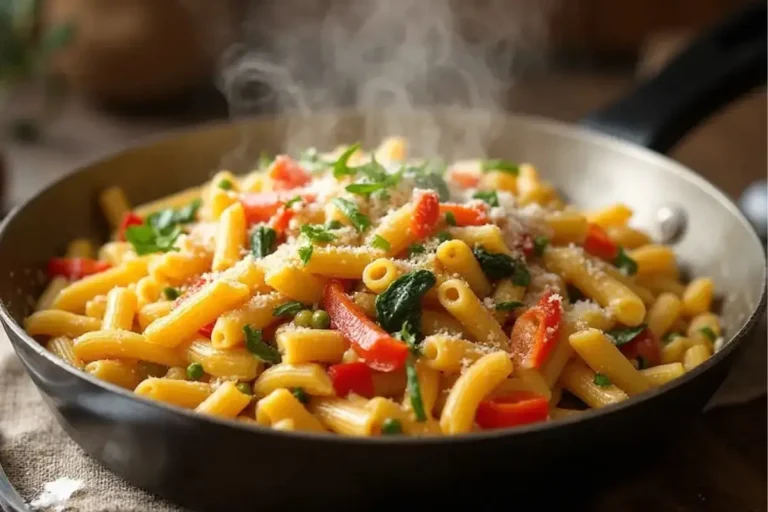 Nudelpfanne in 15 Minuten – schnelles Abendessen mit Nudeln in cremiger Pfanne mit Gemüse